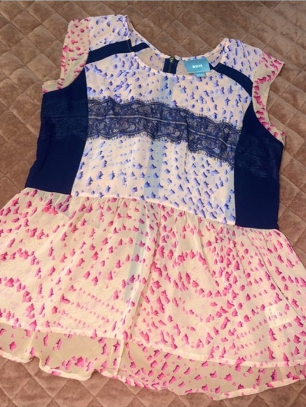 Maeve by Anthropologie sheer lace/cheetah print top